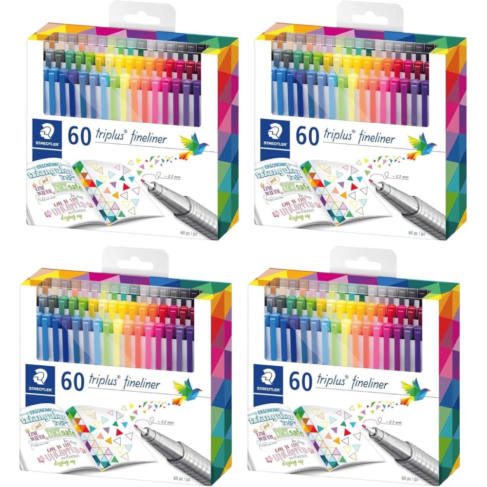 STAEDTLER Fineliner triplus 42pcs(60 Colors – 4 Pack)