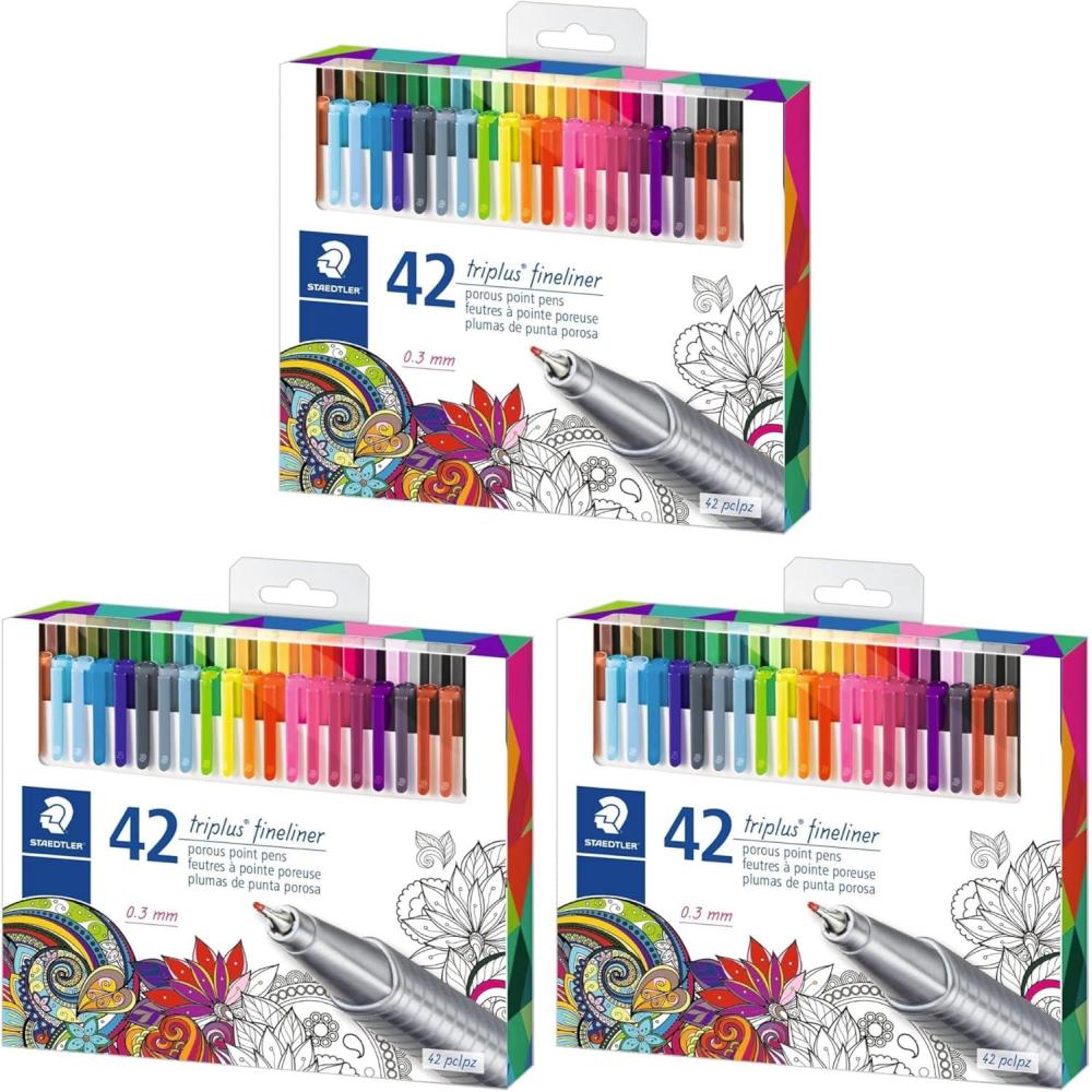 STAEDTLER Fineliner triplus 42pcs(42 Colors – 3 Pack)