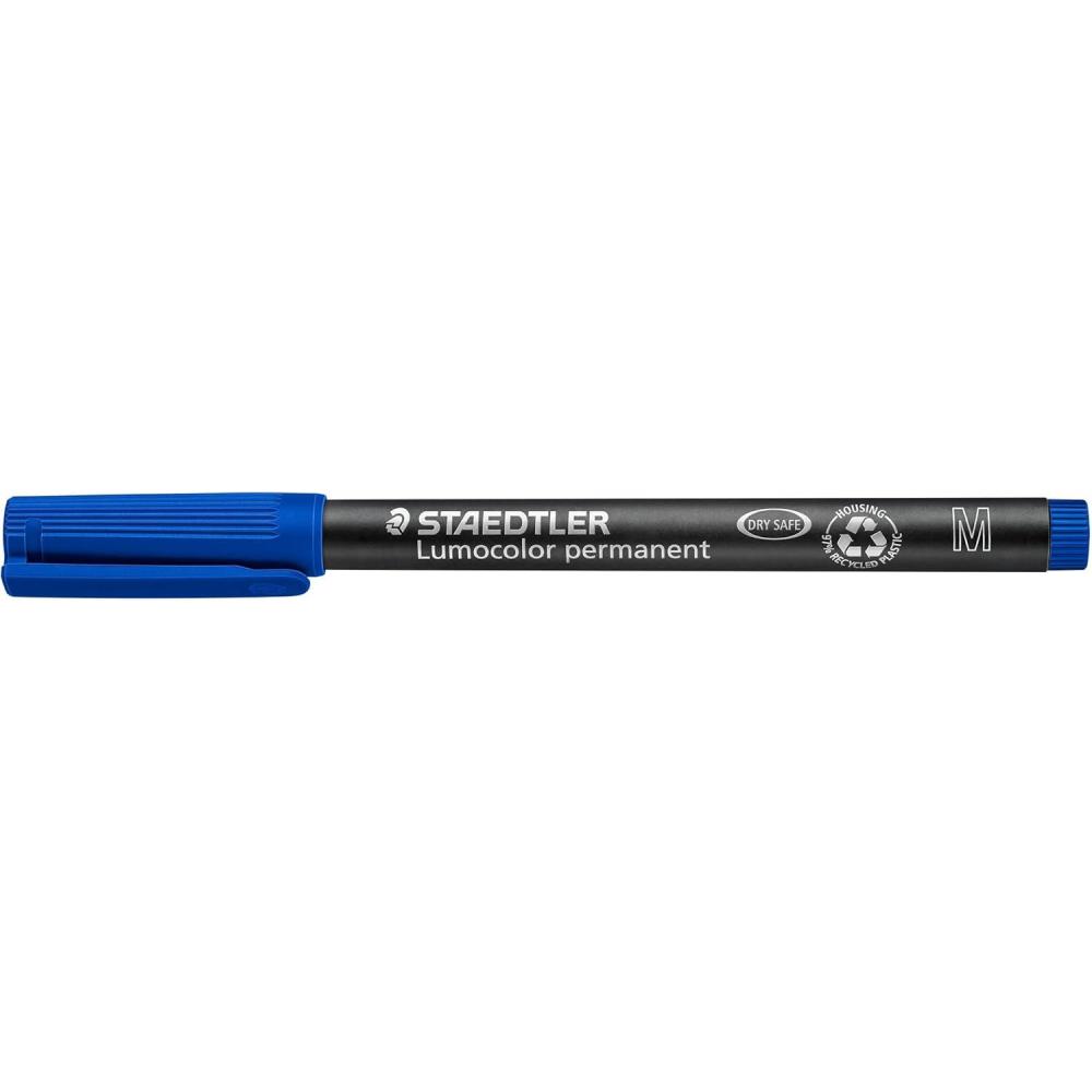 Staedtler Lumocolor Universal Pen, Medium, Felt Tip, Permanent Marker, 1.0mm, Black 317-8(Blue)