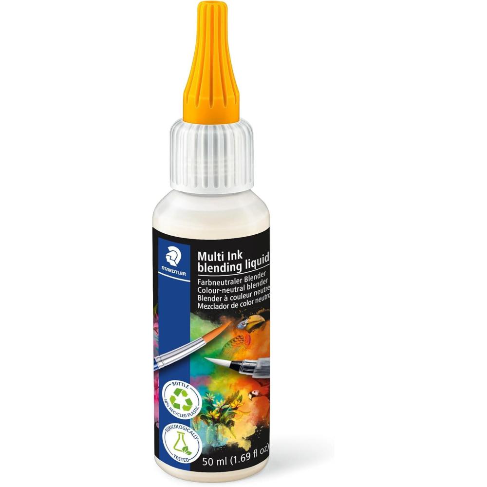 STAEDTLER Pigment Arts Multi Ink Blending Liquid, 50ml: Solution Dissolves Permanent Ink for Color Mixing and Gradient Effects, Low Odor, Water-Based