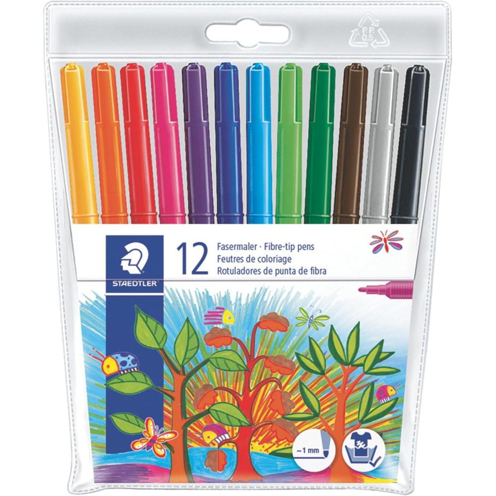 Staedtler Washable Felt Tip Markers for Kids, Ideal for Coloring & Drawing, 12 Pack, 325 WP12