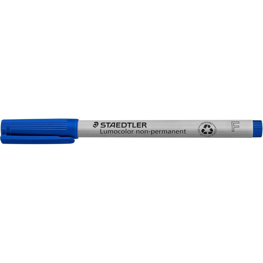 STAEDTLER Lumograph Non-Permanent Wet Erase Marker Pen, Fine Tip, Low Odor Colored Markers, Blue, 311-3(Blue)