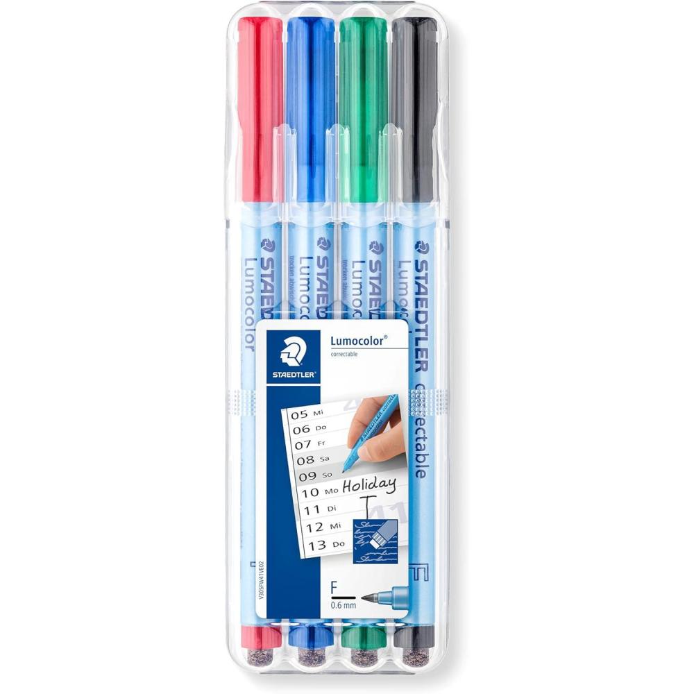 Staedtler Lumocolor Correctable fine point Pens (305FWP4)(4 Count (Pack of 1))