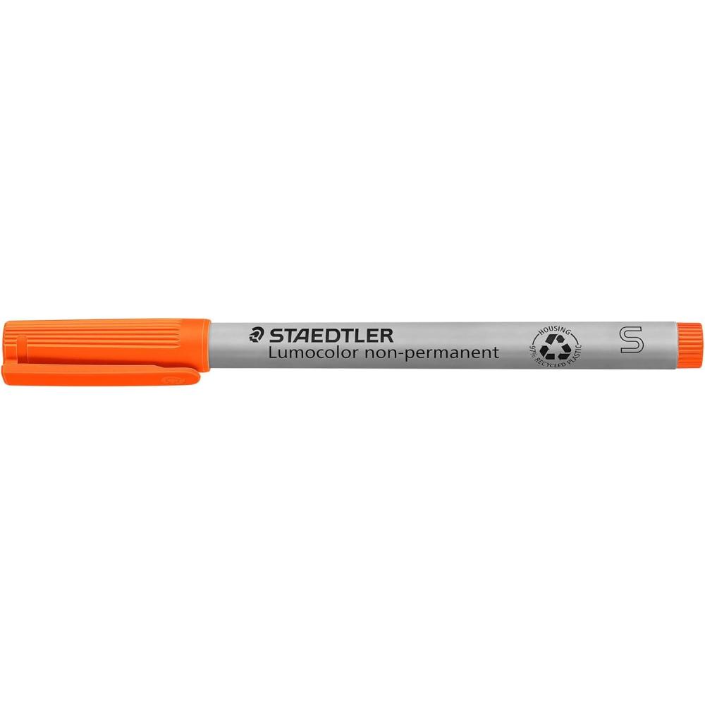 STAEDTLER Lumograph Non-Permanent Wet Erase Marker Pen, Fine Tip, Low Odor Colored Markers, Blue, 311-3(Orange)