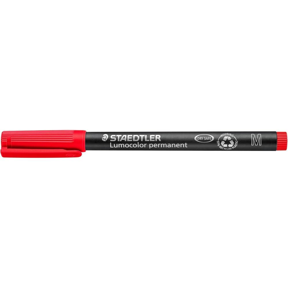 Staedtler Lumocolor Universal Pen, Medium, Felt Tip, Permanent Marker, 1.0mm, Black 317-8(Red)