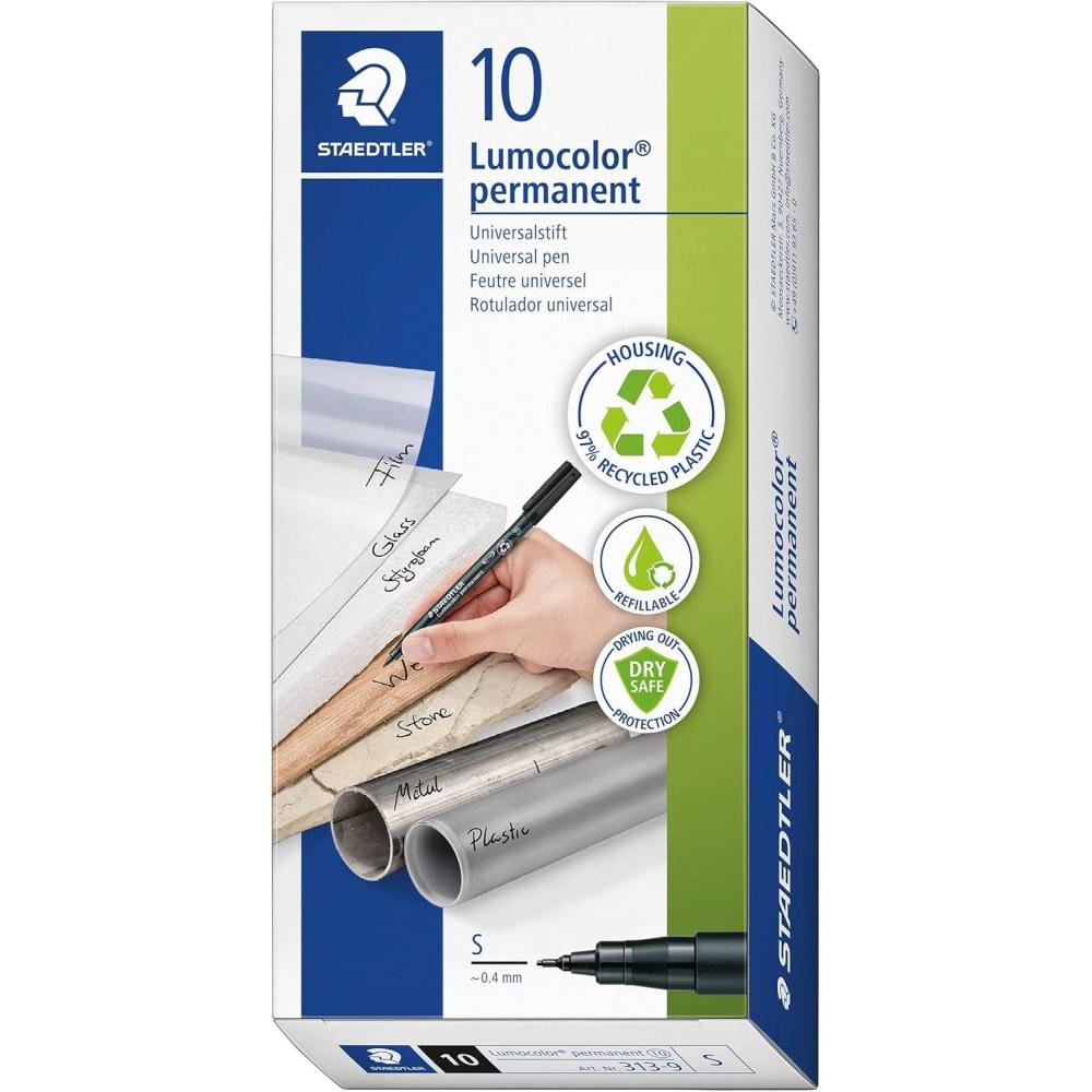 Staedtler Lumocolor Permanent Marker Pen, 0.4mm, Refillable, Black 313-9