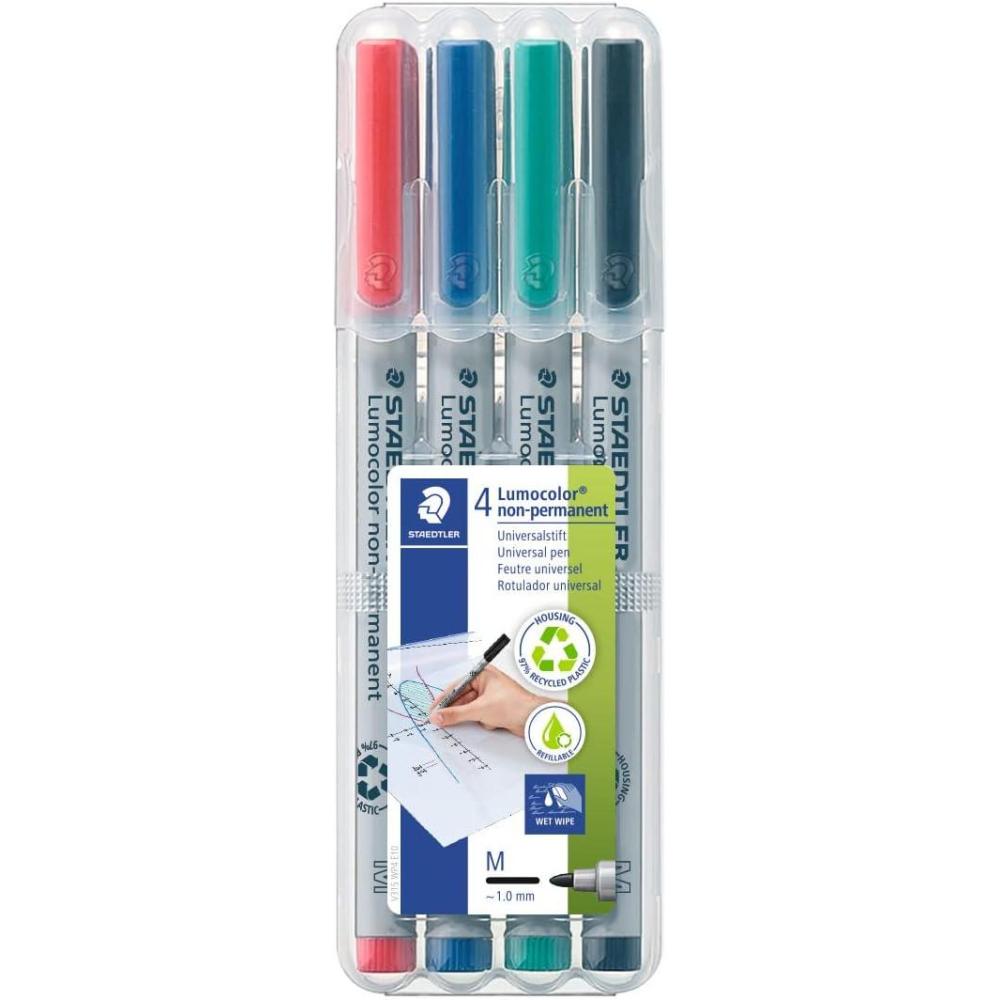 Staedtler Lumocolor Non-Permanent Overhead Projection Markers assorted colors medium 1.0 mm set of 6(Assorted Colours)