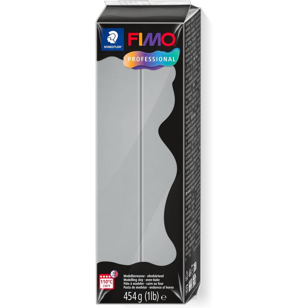 Staedtler FIMO Professional Polymer Clay – Artist Oven Bake Clay for Jewelry, Sculpting, Modelling, White, 1 Lb Block, 8041-0(Dolphin Grey)