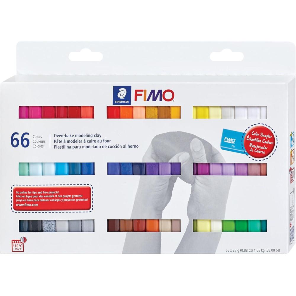 STAEDTLER FIMO Soft Polymer Clay – Oven Bake Clay for Jewelry, Sculpting, Crafting, 66 Pieces, Assorted Colors, 8023 C66-1
