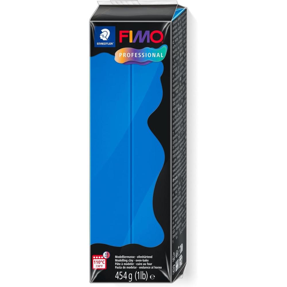 Staedtler FIMO Professional Polymer Clay – Artist Oven Bake Clay for Jewelry, Sculpting, Modelling, White, 1 Lb Block, 8041-0(Blue)