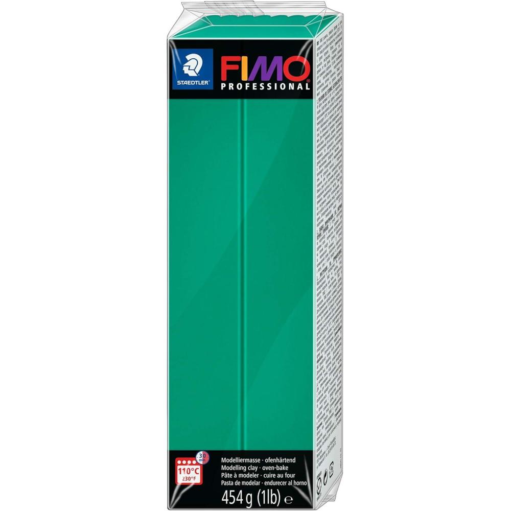 Staedtler FIMO Professional Polymer Clay – Artist Oven Bake Clay for Jewelry, Sculpting, Modelling, White, 1 Lb Block, 8041-0(Green)
