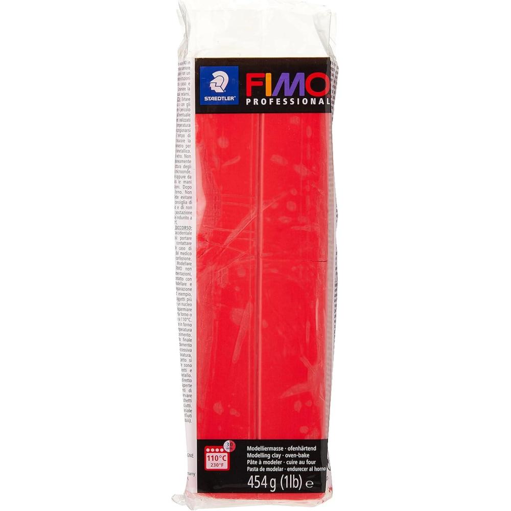 Staedtler FIMO Professional Polymer Clay – Artist Oven Bake Clay for Jewelry, Sculpting, Modelling, White, 1 Lb Block, 8041-0(True Red)