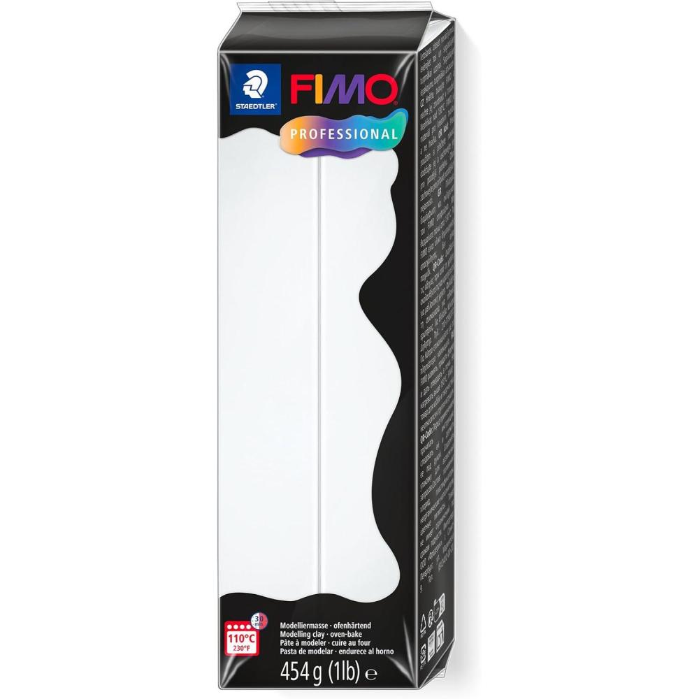 Staedtler FIMO Professional Polymer Clay – Artist Oven Bake Clay for Jewelry, Sculpting, Modelling, White, 1 Lb Block, 8041-0(White)