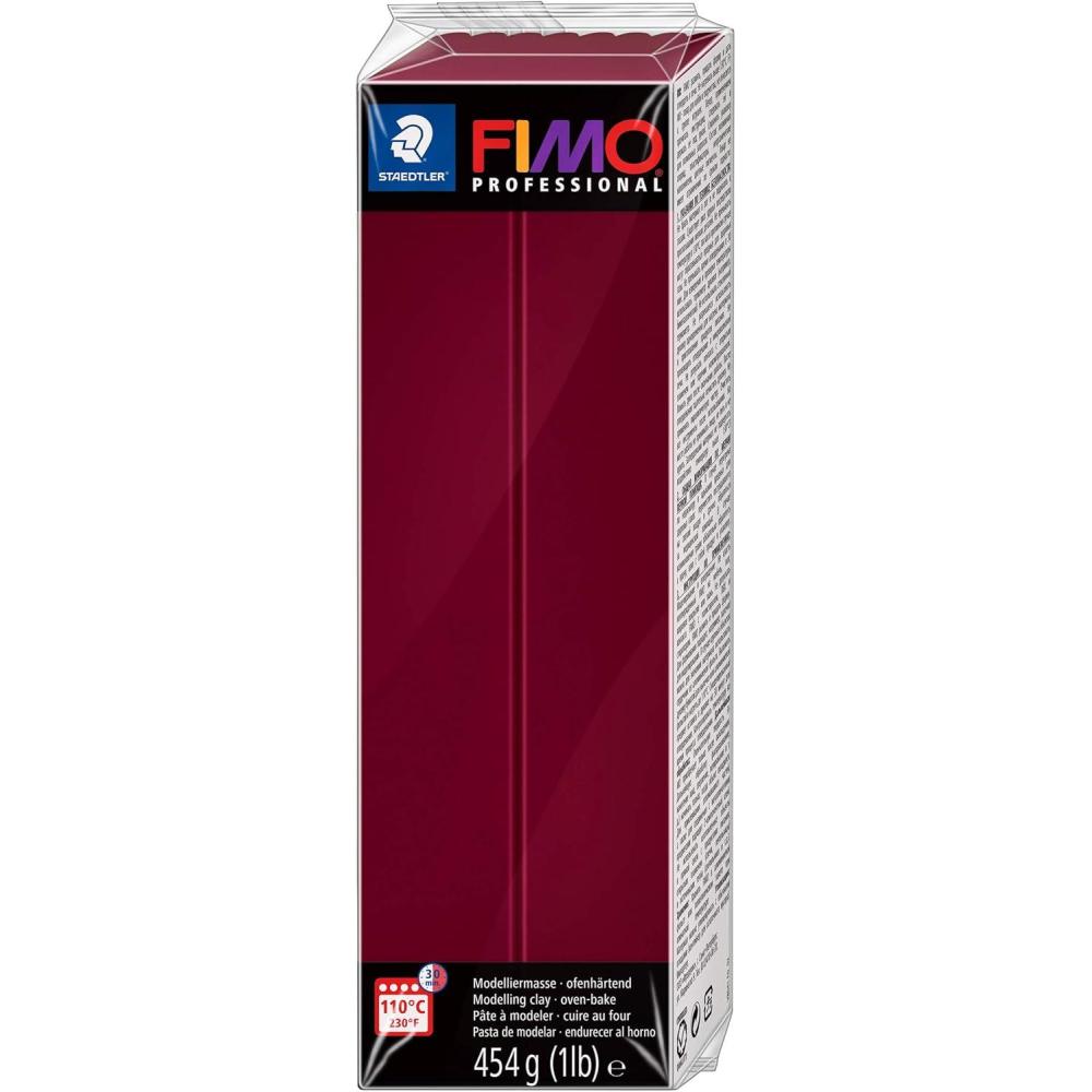 Staedtler FIMO Professional Polymer Clay – Artist Oven Bake Clay for Jewelry, Sculpting, Modelling, White, 1 Lb Block, 8041-0(Bordeaux)