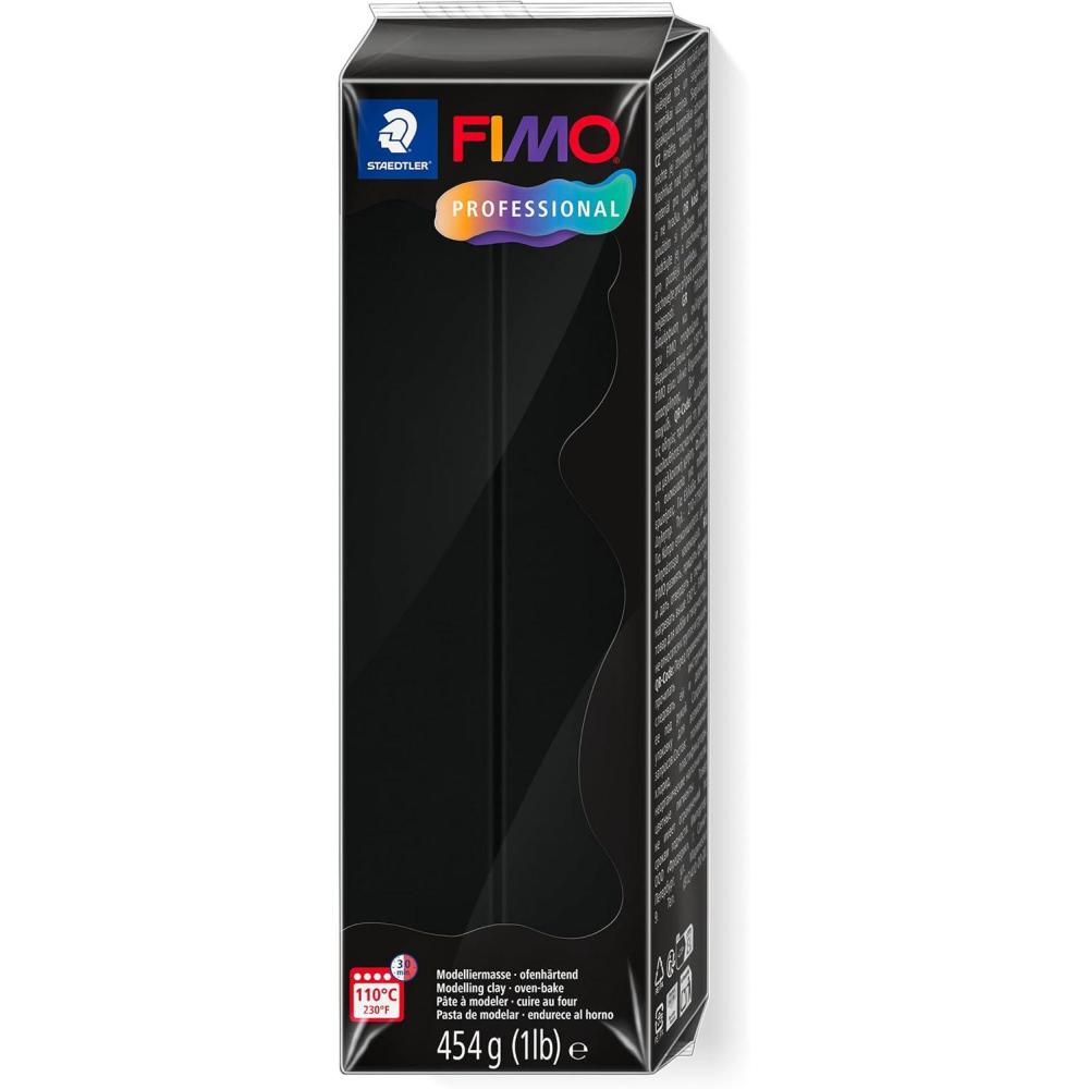 Staedtler FIMO Professional Polymer Clay – Artist Oven Bake Clay for Jewelry, Sculpting, Modelling, White, 1 Lb Block, 8041-0(Black)