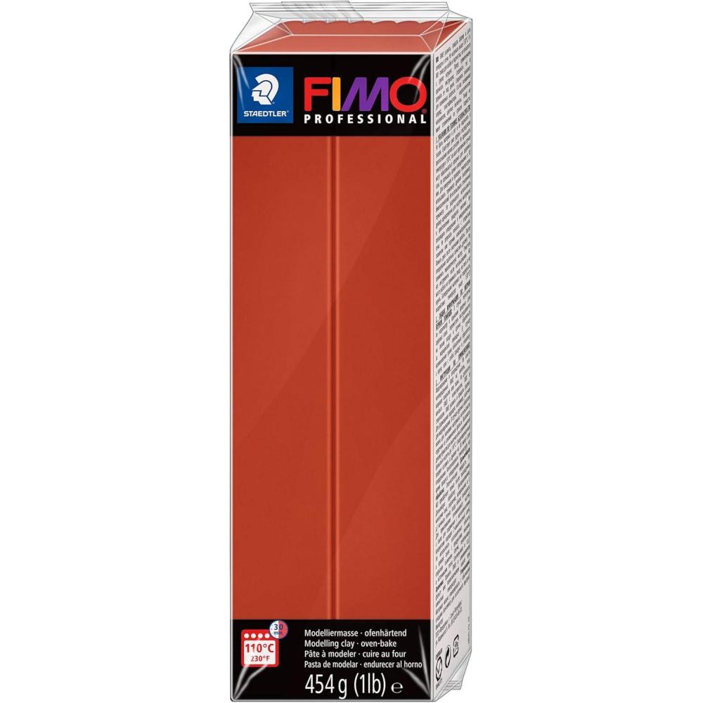 Staedtler FIMO Professional Polymer Clay – Artist Oven Bake Clay for Jewelry, Sculpting, Modelling, White, 1 Lb Block, 8041-0(Terracotta)