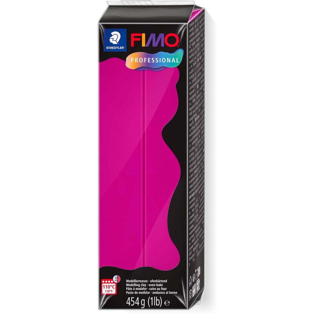 Staedtler FIMO Professional Polymer Clay – Artist Oven Bake Clay for Jewelry, Sculpting, Modelling, White, 1 Lb Block, 8041-0(True Magenta)