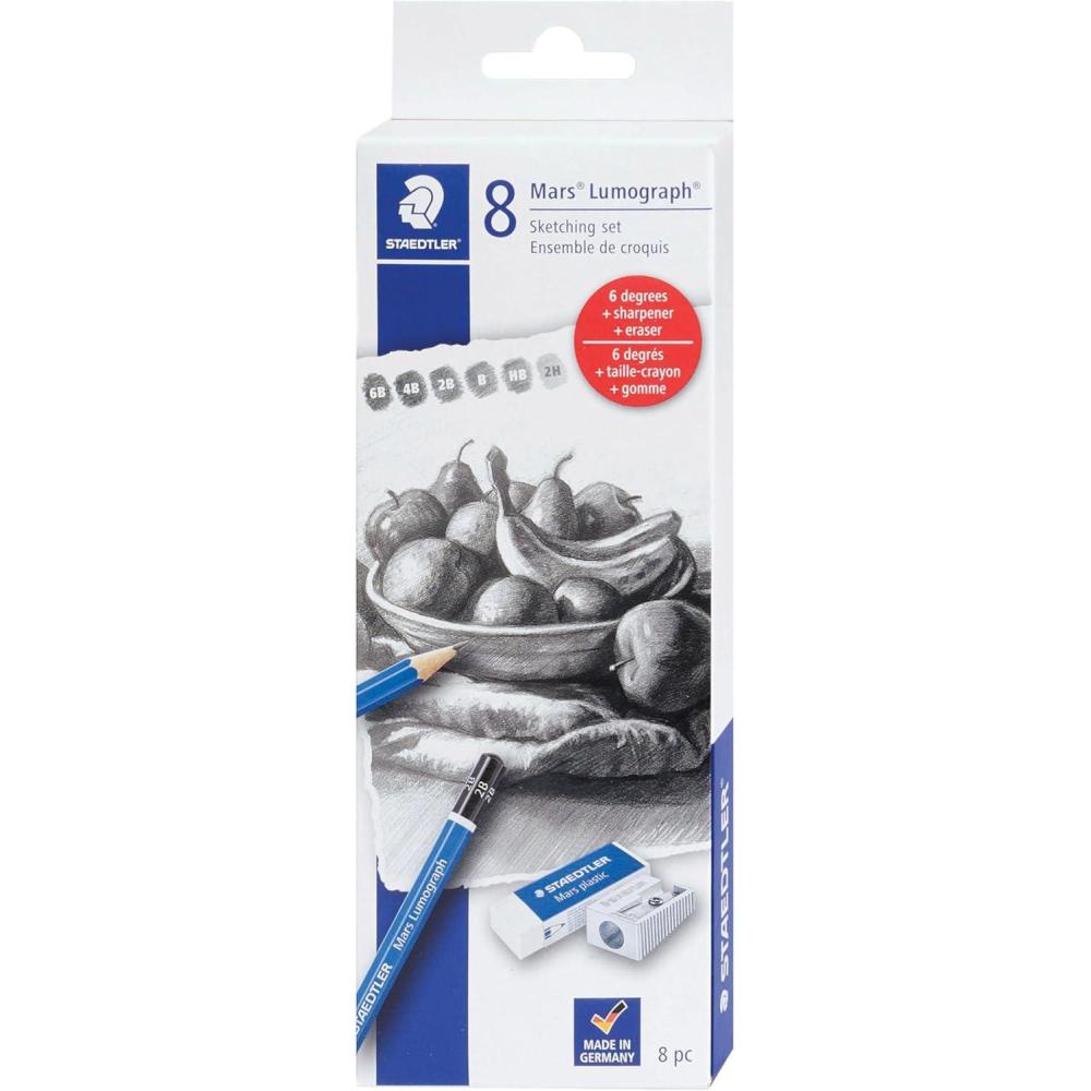 STAEDTLER Mars Lumograph Drawing Pencils: Set of 24 in Metal Case – Presharpened Graphite Art Pencils – Hardness Grades 12B-10H – For Drawing, Shading, Drafting & Illustrating – All Skill Levels(Pencil)