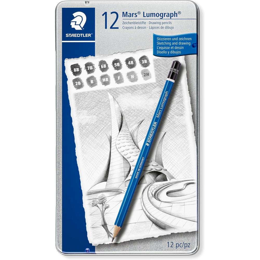 Staedtler Lumograph Graphite Drawing & Sketching Pencils, Soft Set of 12 Degrees (100G12S)(Soft)