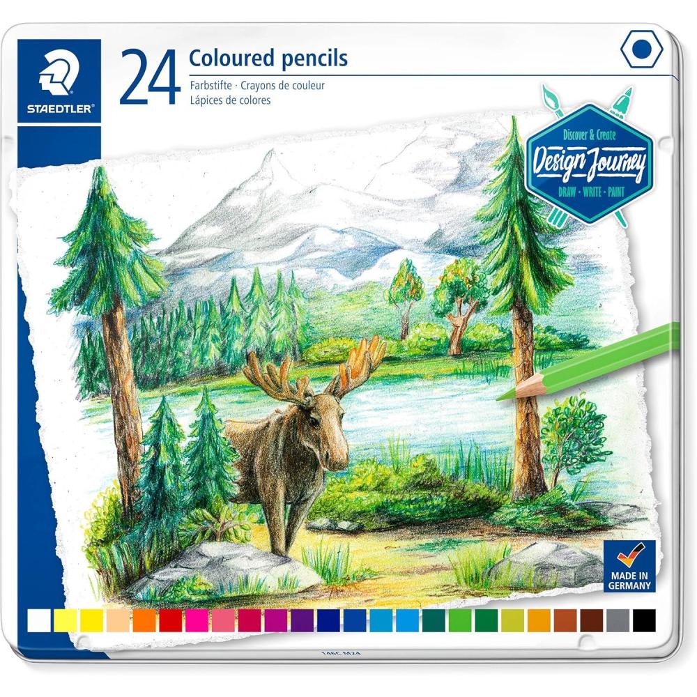 Staedtler Super Soft coloring pencils, rich pigments perfect for light and dark paper, Assorted Color Pencils, Box of 24, 149C C14(Assorted)