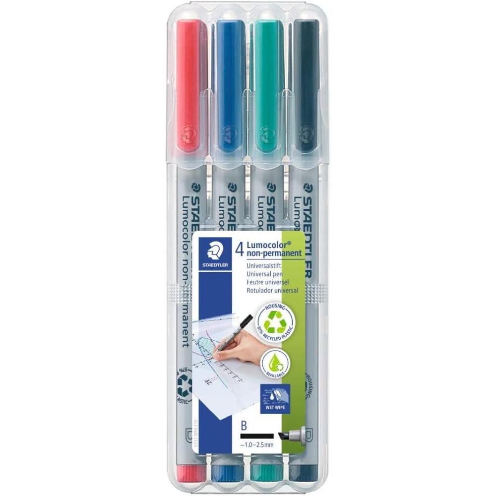 Staedtler Lumocolor Non-Permanent Overhead Projection Markers assorted colors medium 1.0 mm set of 6(red)