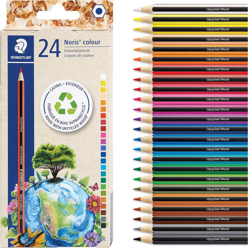 STAEDTLER Colored Pencils Set (24-Pack) for School Supplies – Break-Resistant Lead, Sustainably Made, Vibrant Colors for Artists & Students(24)