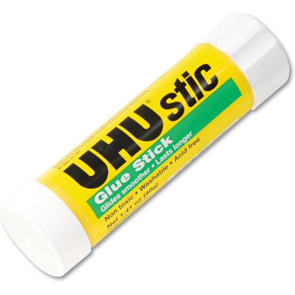 UHU Stic Glue Stick (40g): Solvent Free & Washable – All Purpose School & Craft Adhesive for Kids, Scrapbooking, Office & Home Use – Non-Toxic, Dries Clear, Screw on Cap