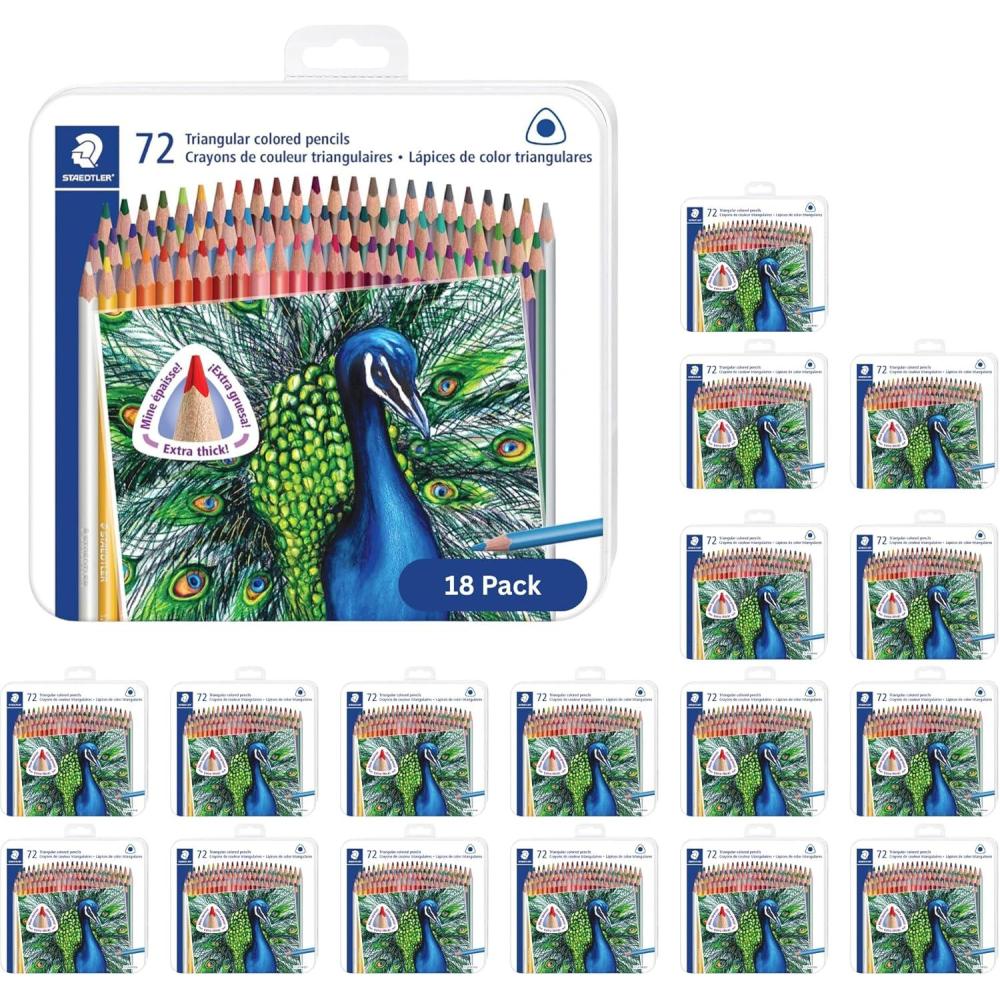 Staedtler Colored Pencils, Triangular Barrel, 48 Pack Assorted, Metal Tin 1278 M48(1 Count (Pack of 1296))