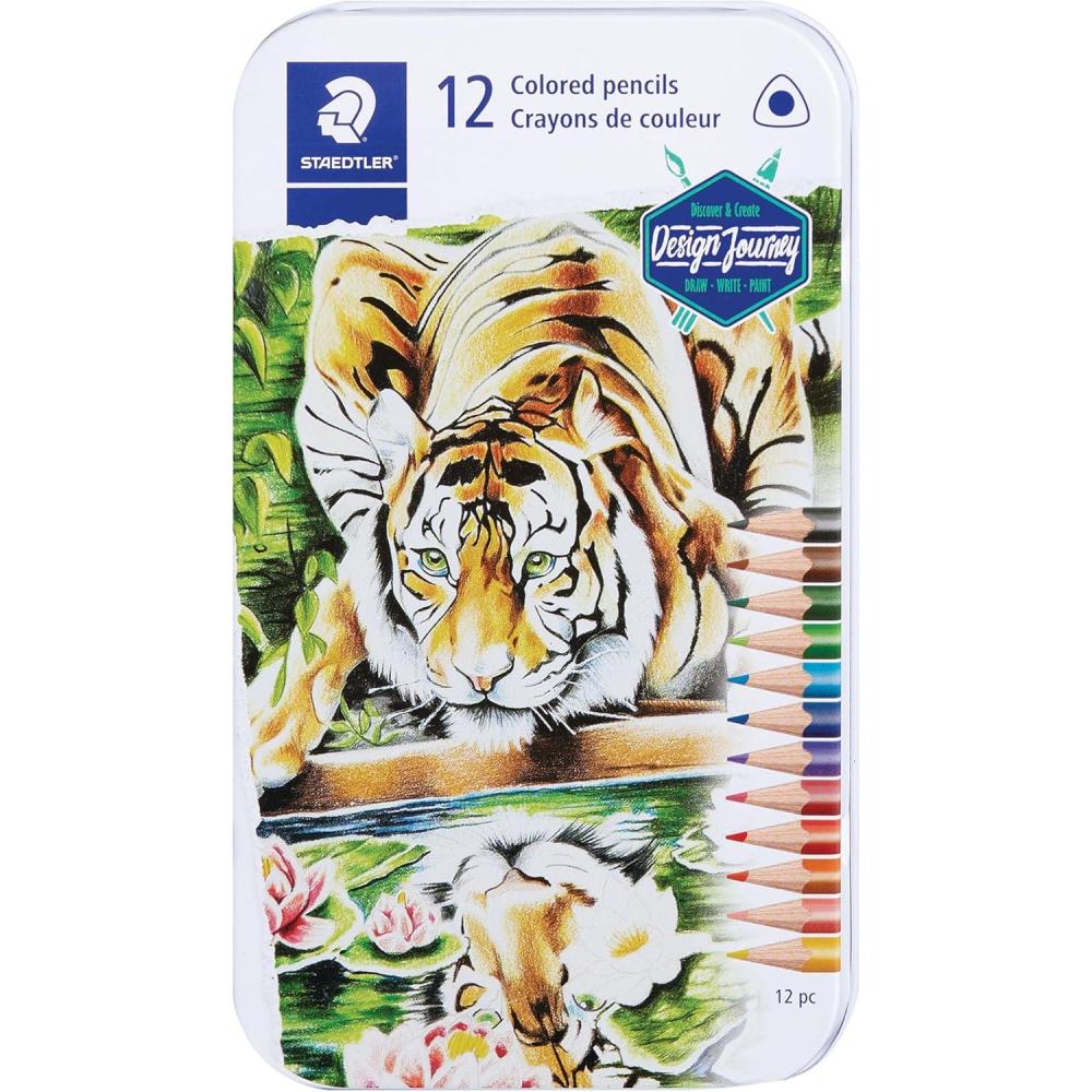 Staedtler Colored Pencils, Triangular Barrel, 48 Pack Assorted, Metal Tin 1278 M48(1 Count (Pack of 12))