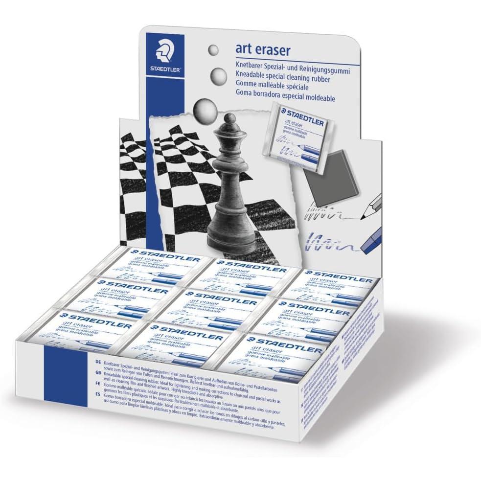 Staedtler kneadable Eraser, Artist Quality Putty Rubber, Moldable kneaded for Graphite and Charcoal, 5427, White