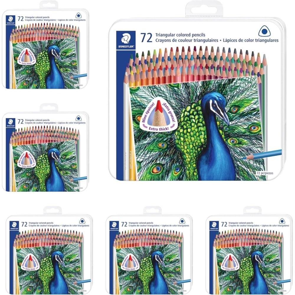 Staedtler Colored Pencils, Triangular Barrel, 48 Pack Assorted, Metal Tin 1278 M48(1 Count (Pack of 432))