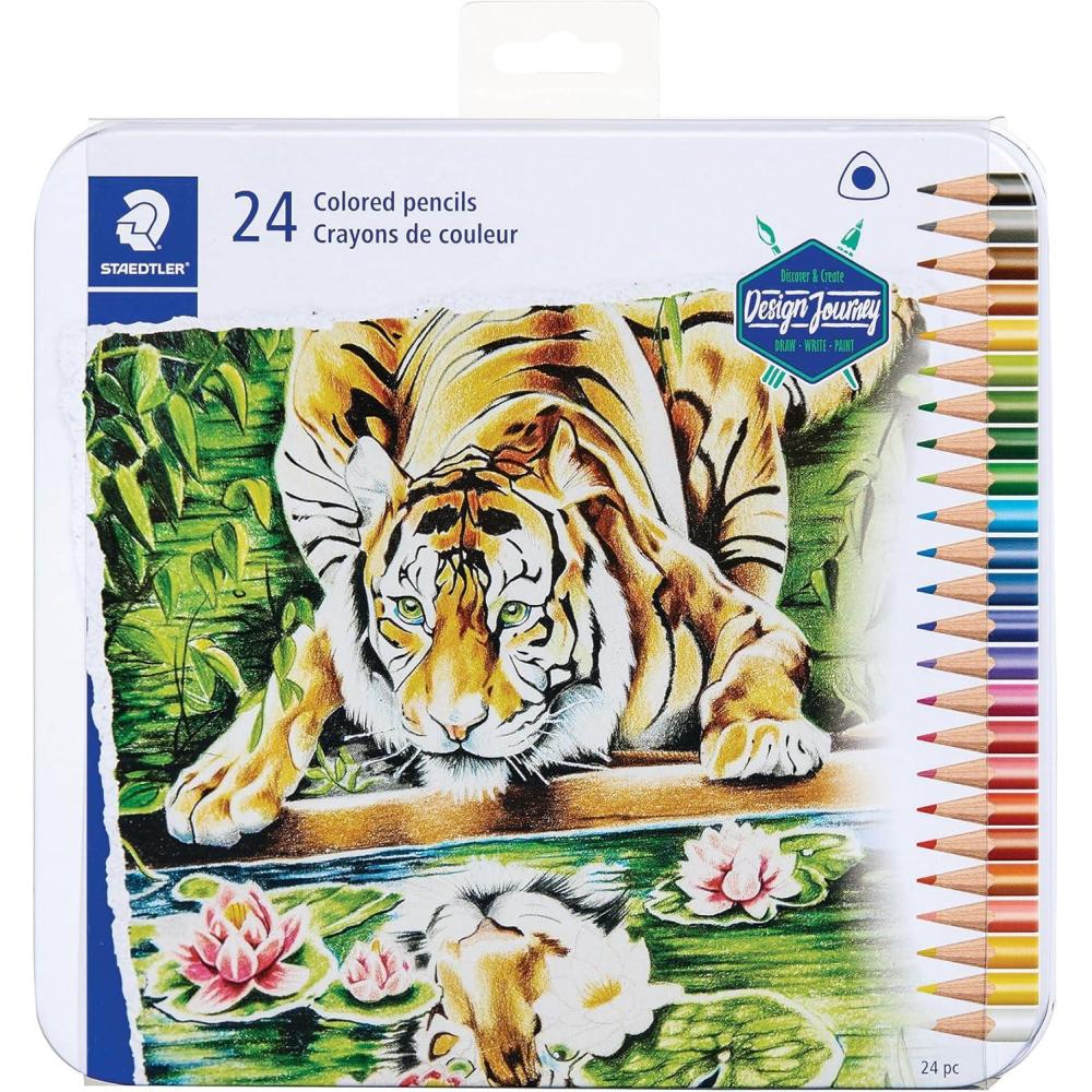 Staedtler Colored Pencils, Triangular Barrel, 48 Pack Assorted, Metal Tin 1278 M48(1 Count (Pack of 24))