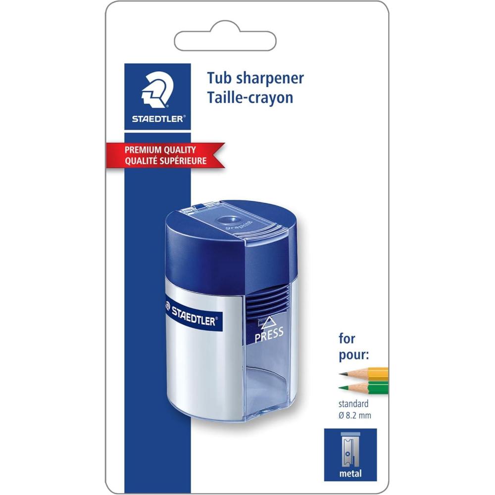 Staedtler Metal Single Hole Sharpener with Tub (511001BK)