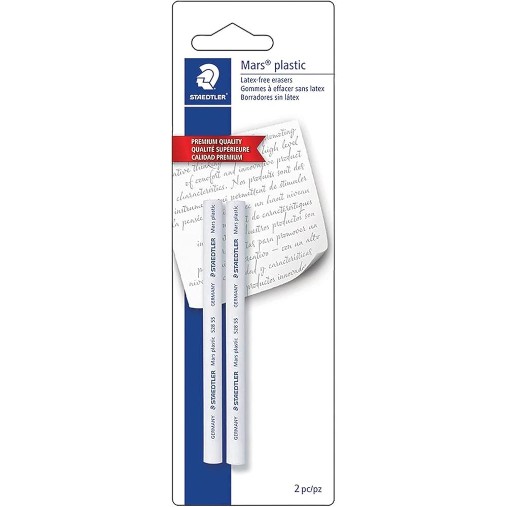 STAEDTLER Mars Plastic Eraser Pen with Refillable Holder, German-Made Eraser for Pencils, Smudge-Free & Tear-Free Precision, Retractable Design with Clip, Blue(2 Eraser Refills)