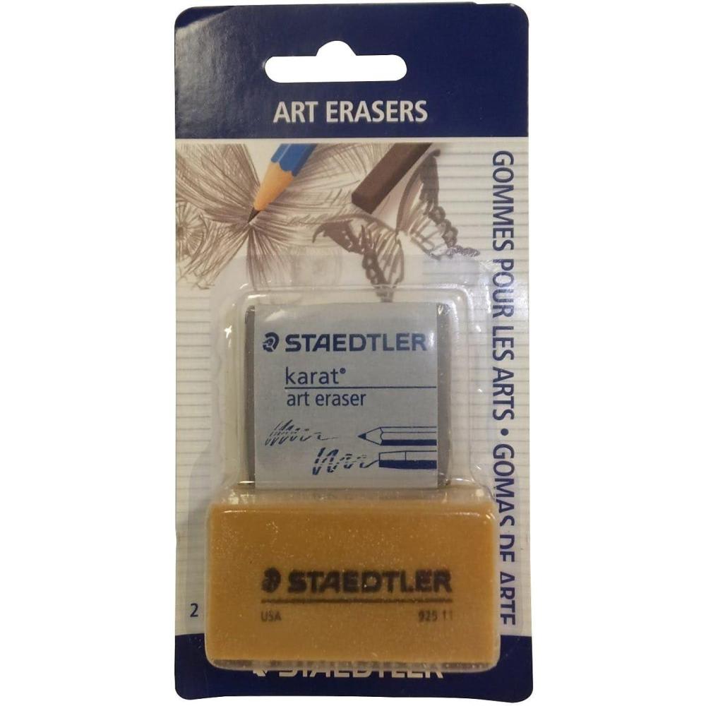 Staedtler Moldable Kneaded Eraser Plus Art Gum Block Eraser Art Combo, 2 Pack, 5427SBK2-C