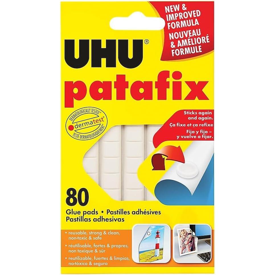 Uhu Tac Removable and Reusable Glue Pads for Fast & Cleanmounting, Non-Toxic, Ideal for Paper and Small Objects, 80 Tac Pads (99683),White (SAU99683)