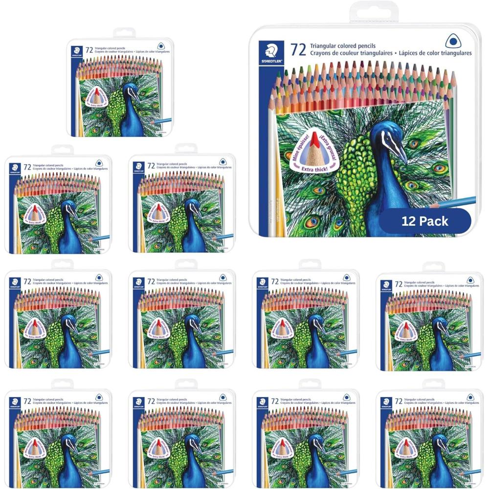 Staedtler Colored Pencils, Triangular Barrel, 48 Pack Assorted, Metal Tin 1278 M48(1 Count (Pack of 864))