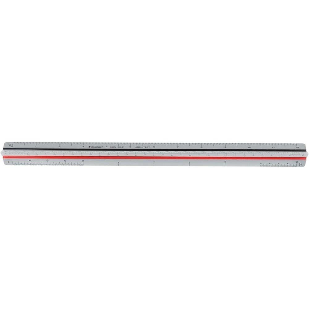 STAEDTLER Professional Triangular Scale Ruler – 12in Metal Architectural Scale with High-Contrast Etched Markings, 6 Imperial Scales for Drafting & Blueprint Reading