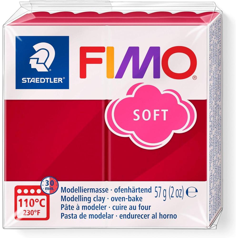 Staedtler FIMO Soft Polymer Clay – -Oven Bake Clay for Jewelry, Sculpting, Crafting, Brilliant Blue 8020-33(cherry red)