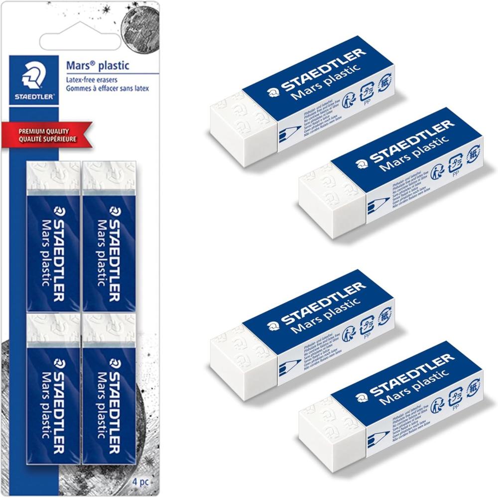 STAEDTLER Mars Plastic Vinyl Erasers (20-Pack), White Erasers for Clean & Precise Results – Latex-Free, Minimal Crumbling(4 Pack)