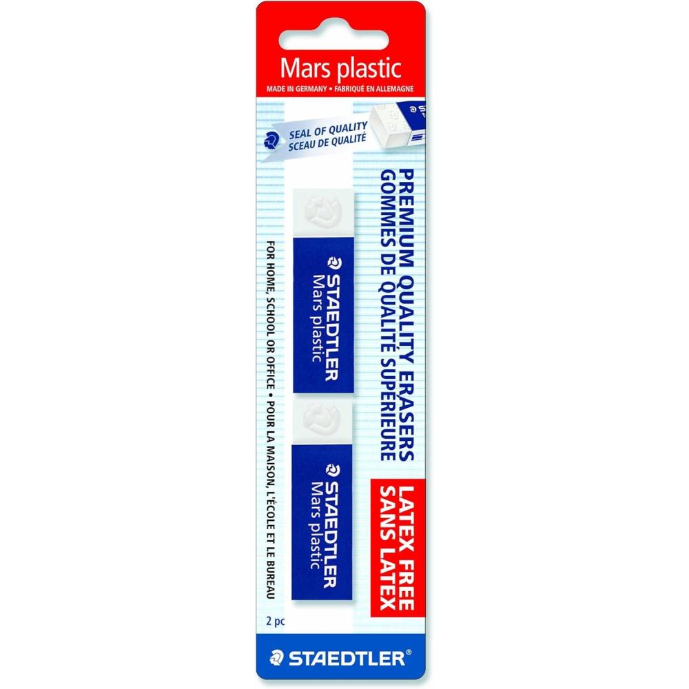 STAEDTLER Mars Plastic Vinyl Erasers (20-Pack), White Erasers for Clean & Precise Results – Latex-Free, Minimal Crumbling(2 Pack)