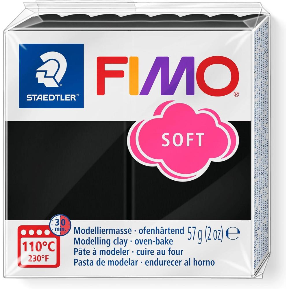 Staedtler FIMO Soft Polymer Clay – -Oven Bake Clay for Jewelry, Sculpting, Crafting, Brilliant Blue 8020-33(black)